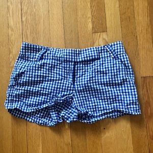 J Crew blue & white gingham checked shorts 6